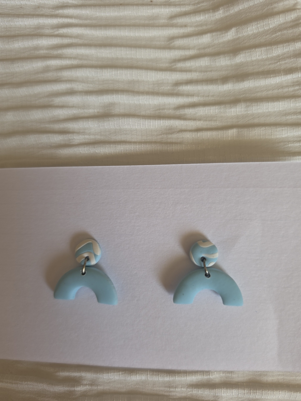 Handmade Light Blue Arch Drop Earrings